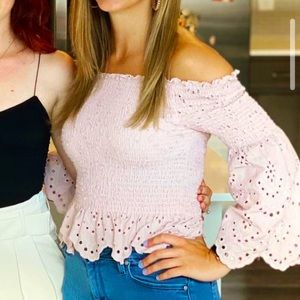 Off the Shoulder Shirred Top from Express